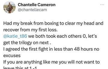 Cameron challenged Taylor to a rematch
