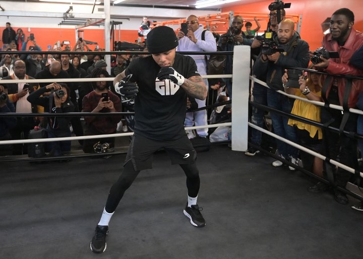 Davis at the open training session before Gamboa fight