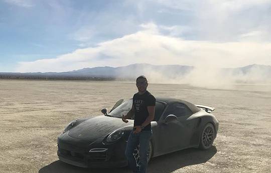 Lomachenko drifts over a dried-up lake in California