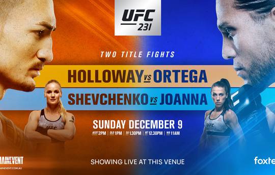 UFC 231: Holloway - Ortega, Shevchenko - Jedrzejczyk. Where to watch live