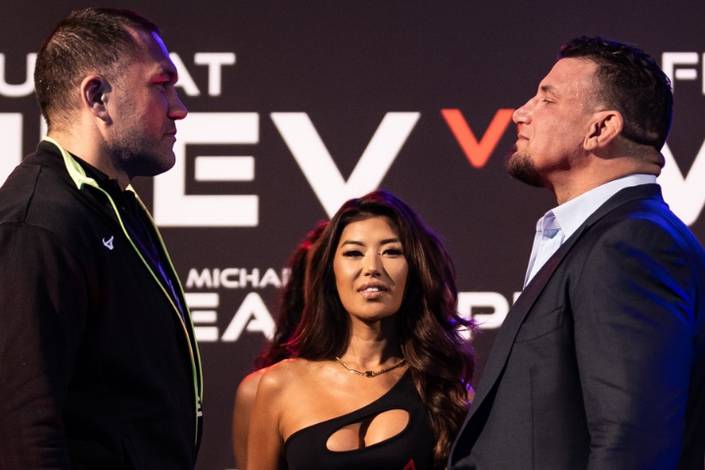 Pulev and Mir meet before Saturday's duel
