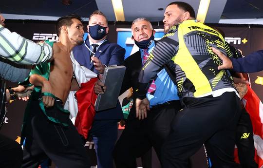 Zepeda and Vargas get into a scuffle at the weigh-in