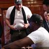 Tyson Fury shows off his fat to Chisora 1