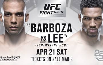 UFC Fight Night 128: Barboza vs Lee. Live, where to watch online