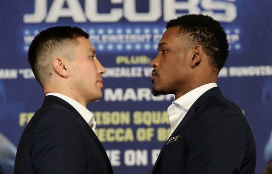 Golovkin, Jacobs - Face To Face at Final Press Conference (photo + video)