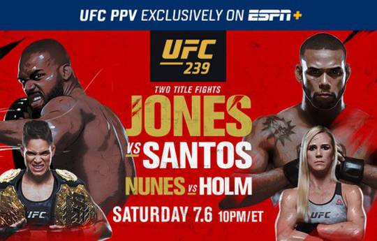 UFC239 Jones vs. Santos: where to watch live