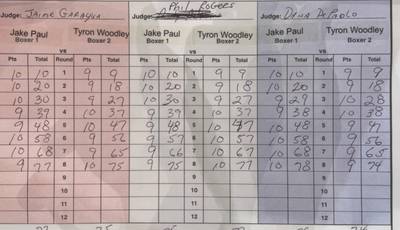 Paul vs Woodley. Official scorecards and punching stats