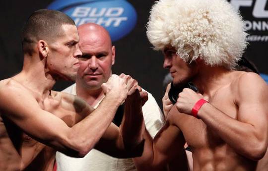 Khabib and Diaz in heated talks at UFC 239