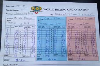 Horn-Pacquiao Official Scorecard