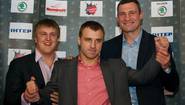 Александр Красюк, Макс Бурсак и Виталий Кличко во время пресс-конференции в Киеве