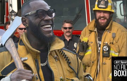Fury and Wilder meet with California firefighters (video)