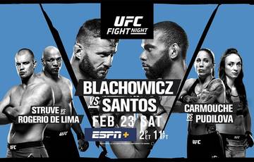 UFC on ESPN+ 3: Блахович – Сантос. Прямая трансляция, где смотреть онлайн
