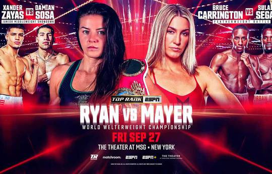 Sandy Ryan vs Mikaela Mayer Undercard - Liste complète des cartes de combat, horaire, ordre de passage