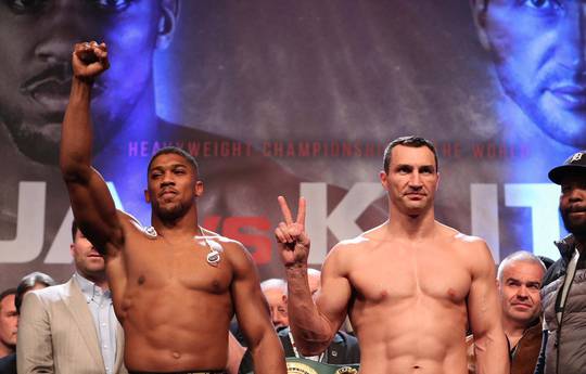 Weigh-in photos of Joshua vs. Klitschko