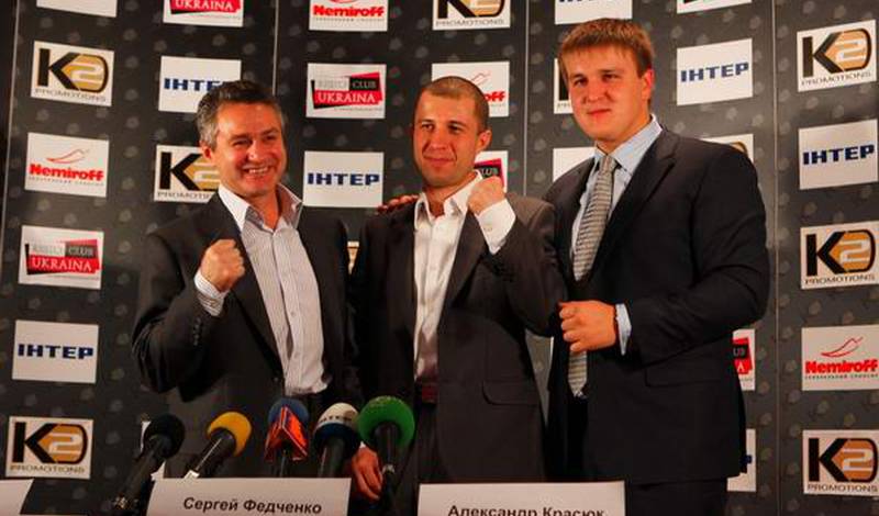 Виктор Демченко, Сергей Федченко и Александр Красюк на пресс-конференции в Харькове