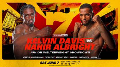 Kelvin Davis vs Nahir Albright - Date, Start time, Fight Card, Location