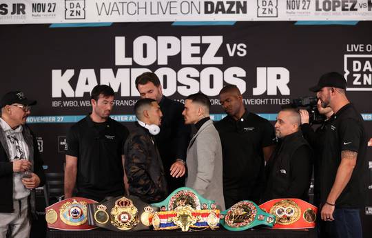 Lopez and Kambosos at the final press conference