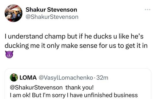 Stevenson and Lomachenko exchanged remarks on social networks