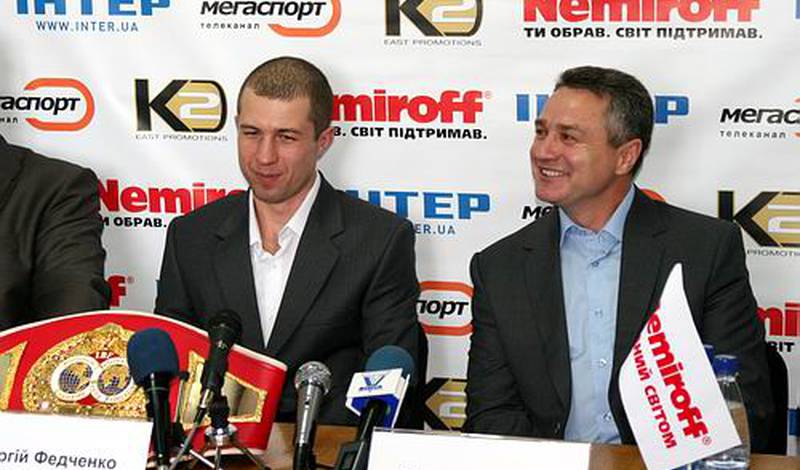 Сергей Федченко и Виктор Демченко на пресс-конференции в Черкассах перед боем Сергея с Хуаном Альберто Годоем