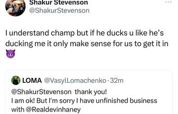 Stevenson and Lomachenko exchanged remarks on social networks