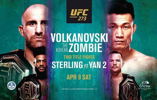 UFC 273: Volkanovski - Zombie, Sterling - 2 de enero. Transmisión en vivo donde ver en línea