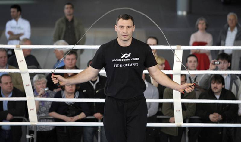 Виталий Кличко во время открытой тренировки