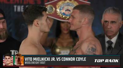 What time is Vito Mielnicki Jr. vs Connor Coyle tonight? Ringwalks, schedule, streaming links