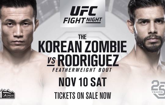 UFC Fight Night 139: The Korean Zombie vs Yair Rodriguez. Where to watch live