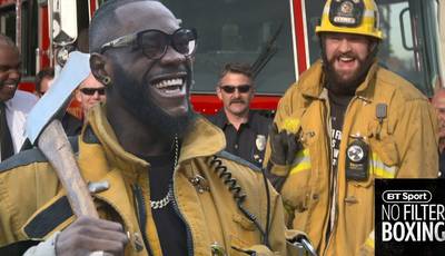 Fury and Wilder meet with California firefighters (video)
