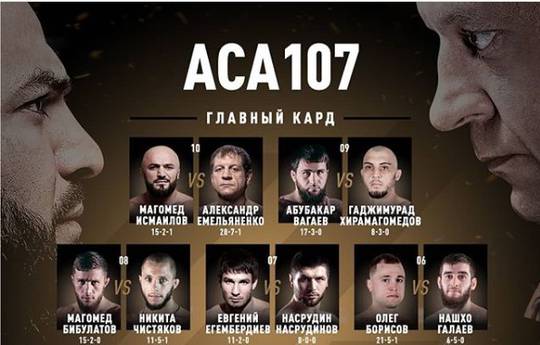 ACA 107: Емельяненко против Исмаилова и остальные бои турнира