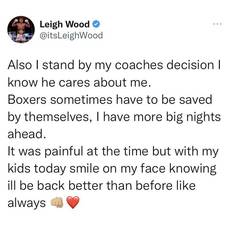 Lee Wood agradeció al entrenador por detener la pelea.