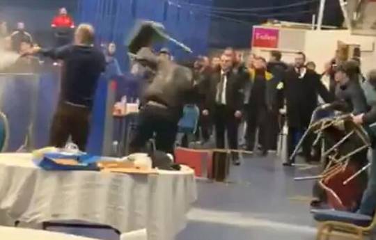 Boxing event in England ends in a mass brawl (video)