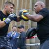 Golovkin and Derevyanchenko on an open training session