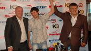 Сергей Янчишин, Виктор Плотников и Александр Красюк на пресс-конференции во Львове