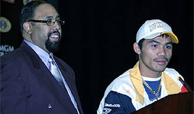 Мэнни Паккьяо и Мурад Мухаммад на пресс-конференции в Лас-Вегасе