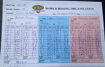 Horn-Pacquiao Official Scorecard