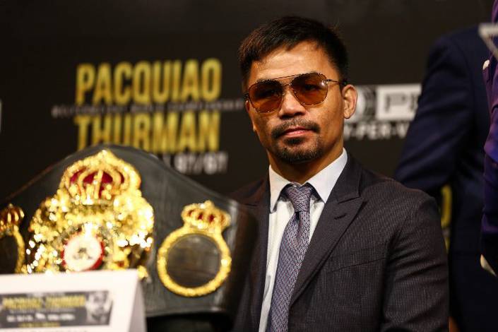 Pacquiao and Thurman meet at a press conference