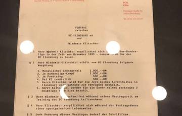 The first professional contract of Wladimir Klitschko