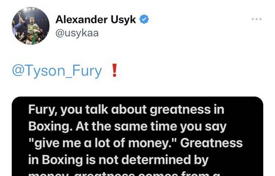 Usyk to Fury: "I'm ready to fight you for free"