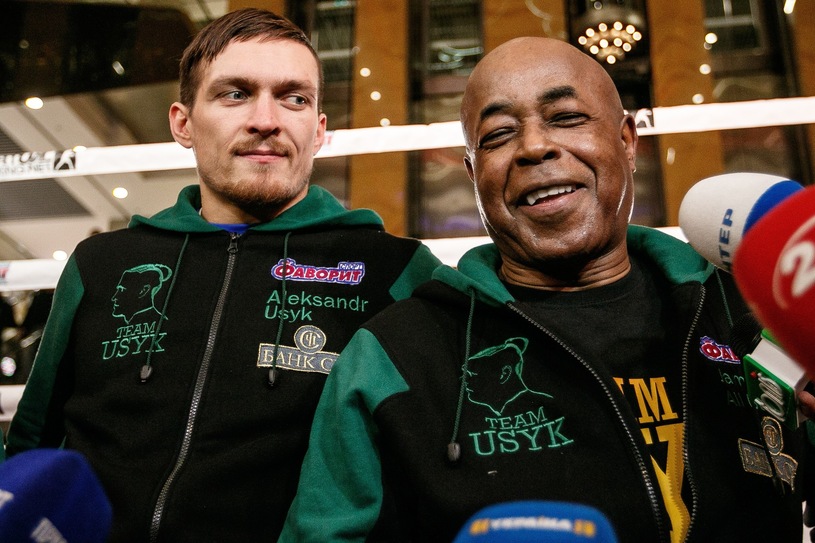 Alexander Usyk with his former trainer James Ali Bashir