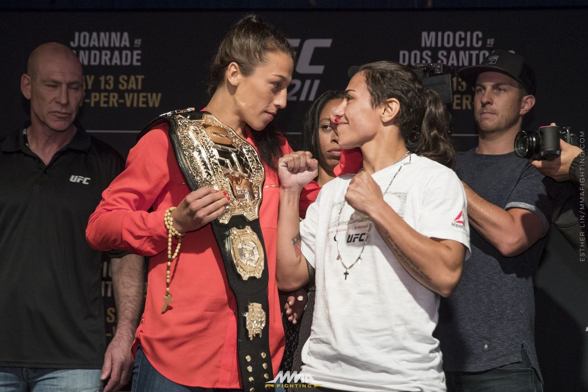 Йоанна Енджейчик и Джессика Андраде лицом к лицу, фото: MMA Fighting