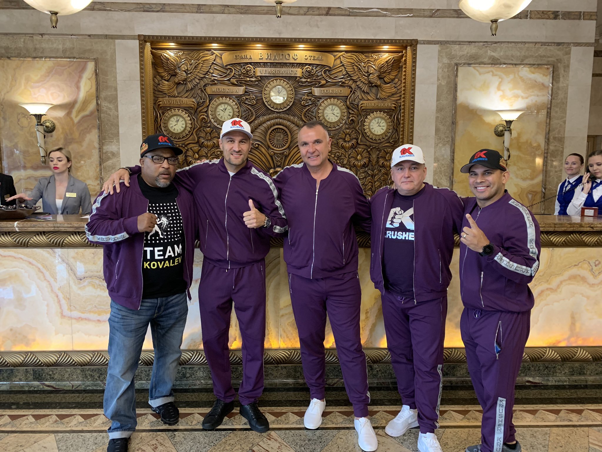 Sergei Kovalev's team before the fight against Anthony Yarde