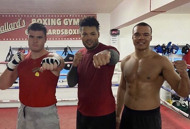Johnny Fisher, Joe Joyce and Fabio Wardley after sparring