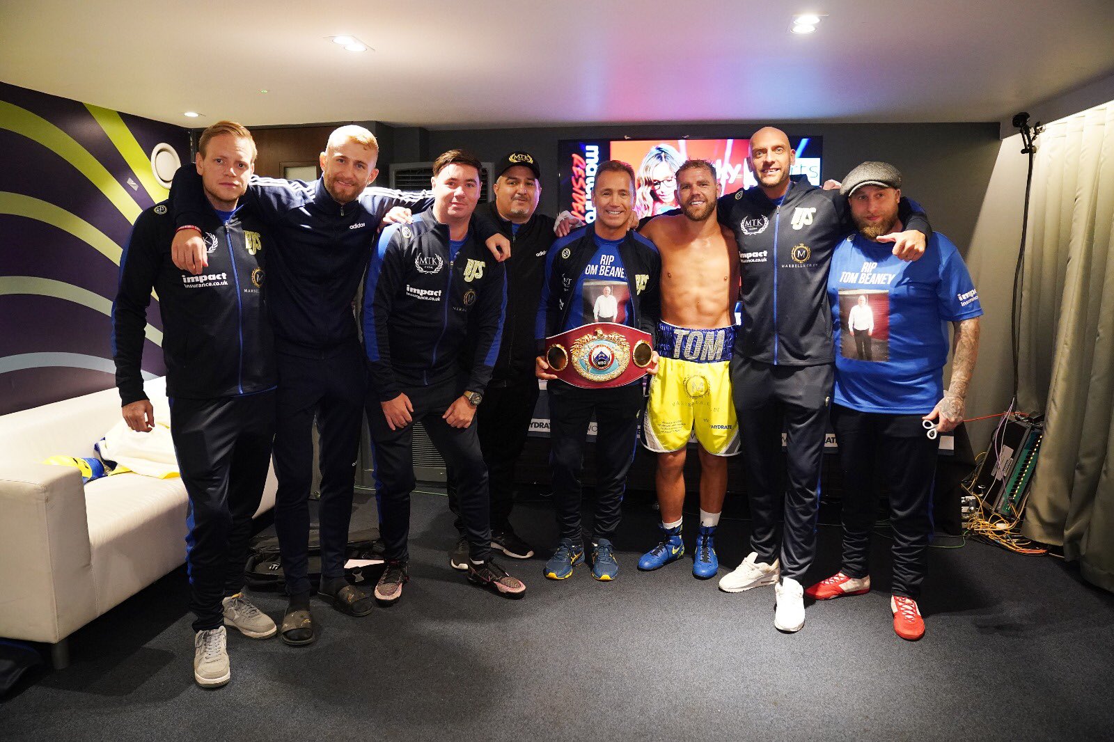 Billy Joe Saunders with his team after defeating Martin Murray