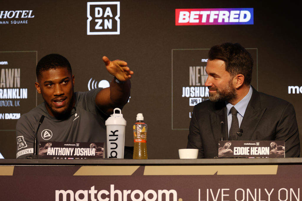 Anthony Joshua and Eddie Hearn. Getty Images