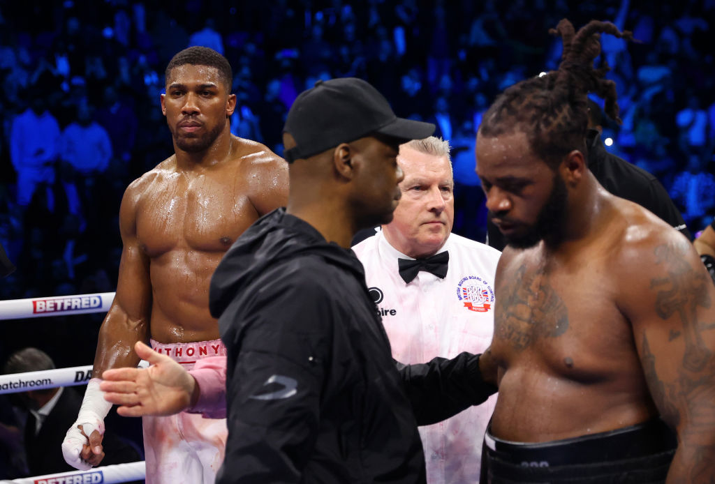 Anthony Joshua and Jermaine Franklin. Getty Images