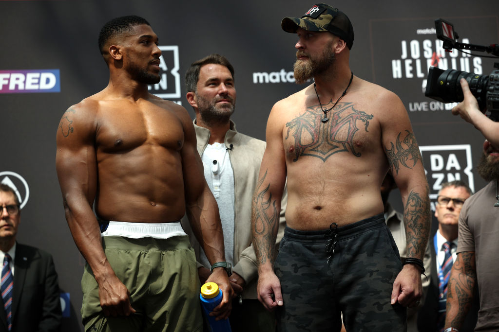 Anthony Joshua and Robert Helenius. Getty Images