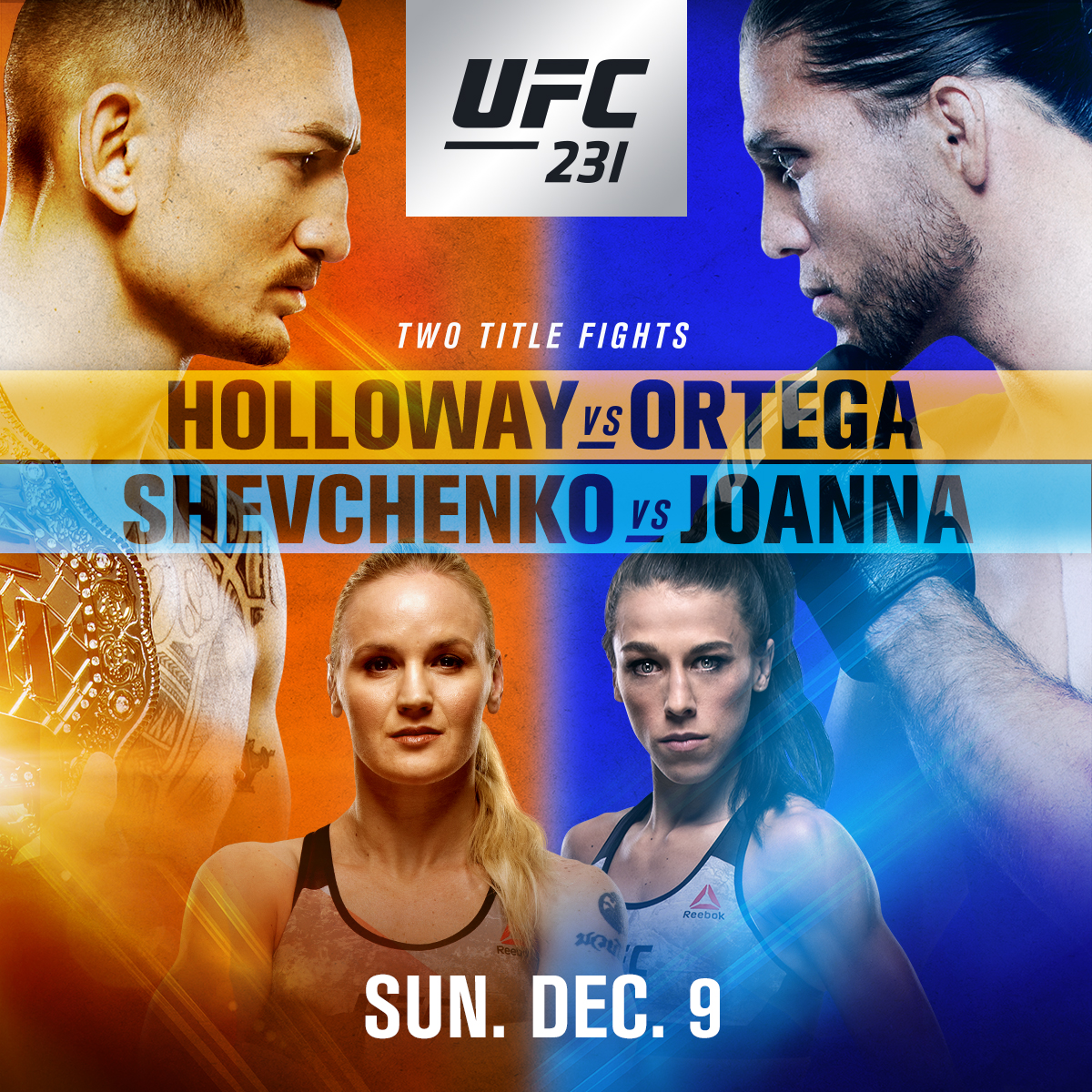 11x17 13x19 Shevchenko vs Joanna MMA Holloway vs Ortega UFC 231 Poster 