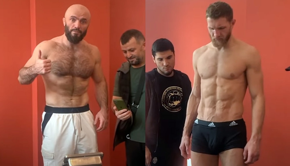 Magomed Ismailov and Vladimir Mineev at the weigh-in