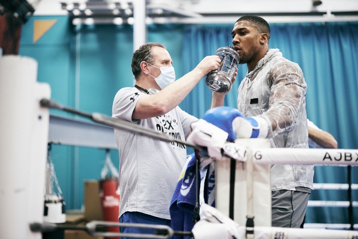 Anthony Joshua with his trainer Robert McCracken